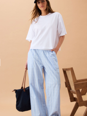 The Lounge Pant Blue Faint Check