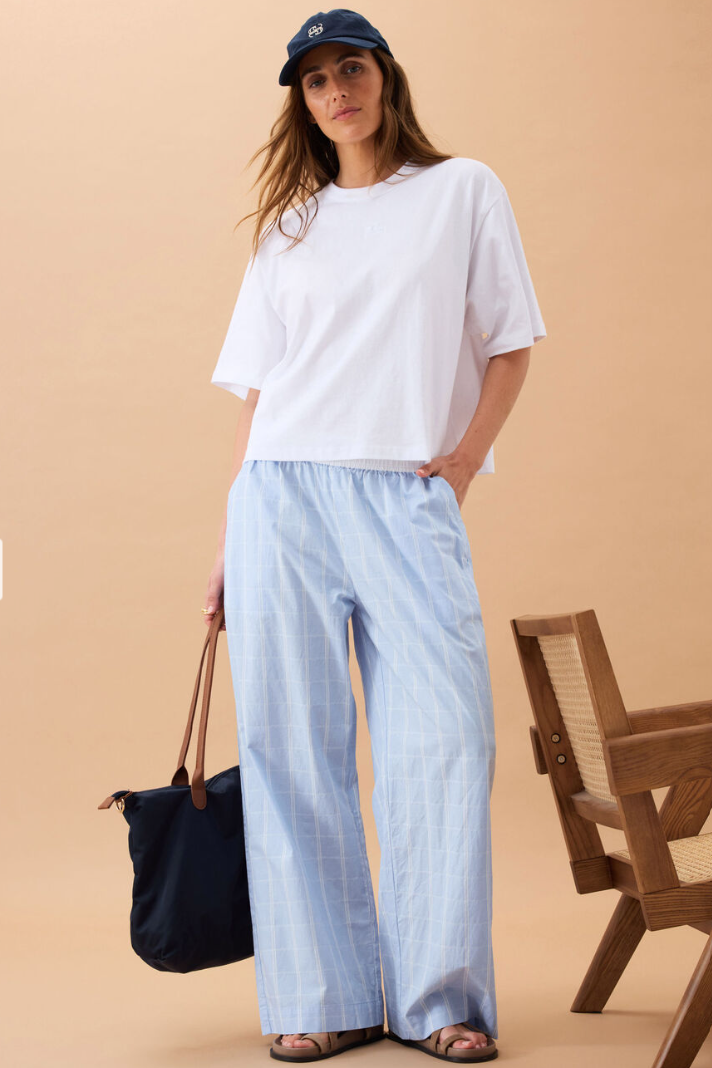 The Lounge Pant Blue Faint Check