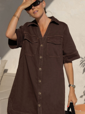 Sammy Relaxed Shirt Dress Chocolate