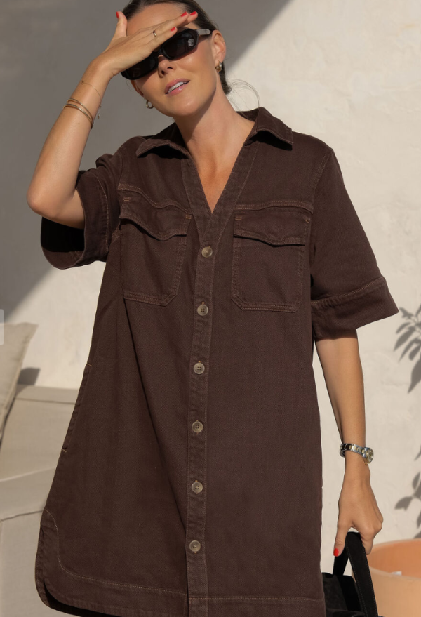 Sammy Relaxed Shirt Dress Chocolate