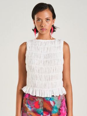 Shirred Tank Sheer White