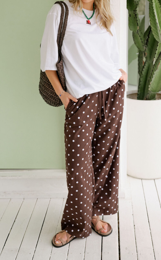 Resort Pant Choc Polka Dot