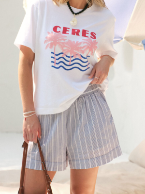 Stevie Slouchy Tee White/Ceres Retro Palms