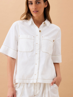 Noa Short Sleeve Shirt Fresh Ecru
