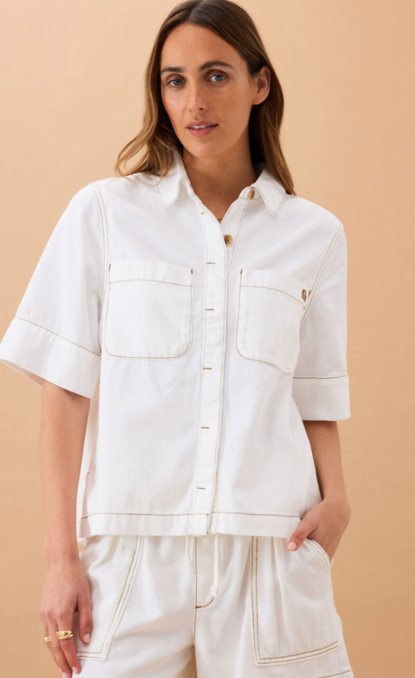 Noa Short Sleeve Shirt Fresh Ecru