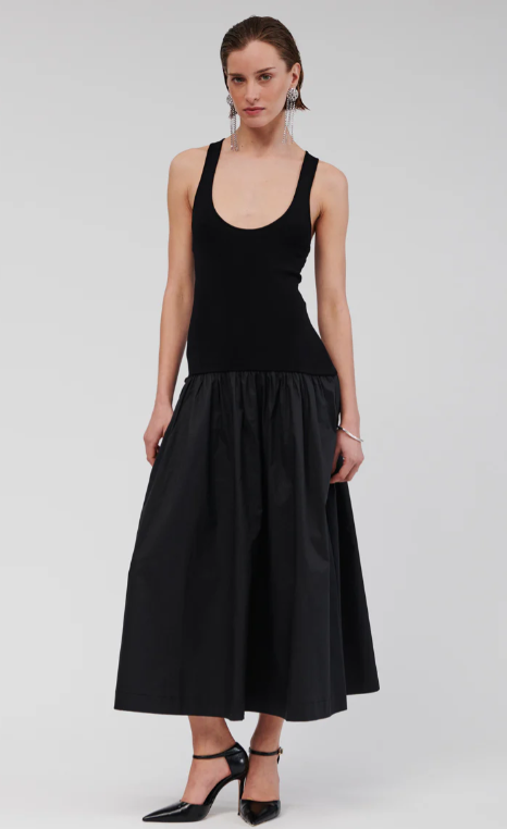 Naples Drop Waist Midi Dress Black