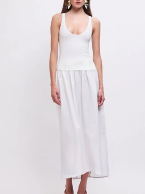 Naples Drop Waist Midi Dress White