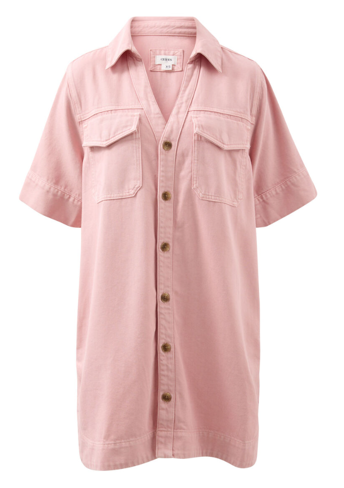 Sammy Relaxed Shirt Dress Washed Pink