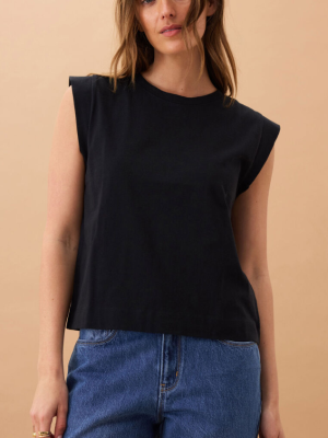 Extended Shoulder Tee Black