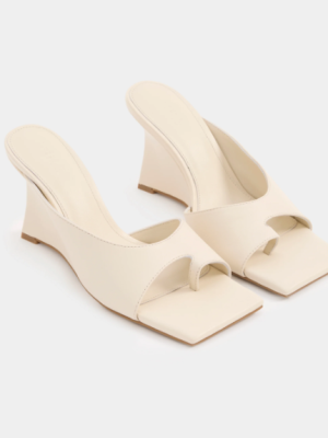 Shiva Leather Wedge Ivory
