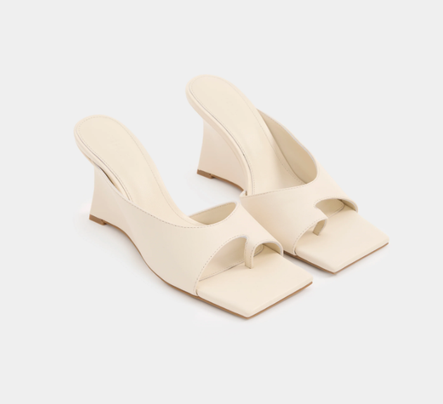 Shiva Leather Wedge Ivory