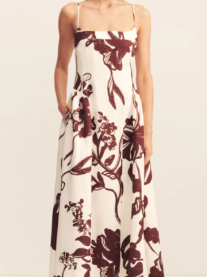 Emmett Square Panelled Midi Dress Redwood Wallpaper