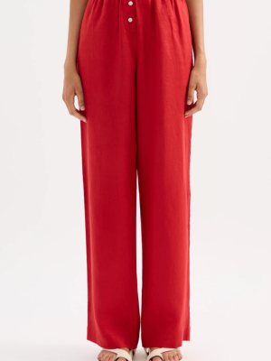 Lounge Linen Pant - Vermillion