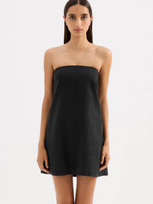 Elyse Linen Mini Dress - Black