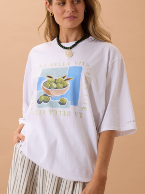 Liv Oversizesd Tee White/La Bella Vita
