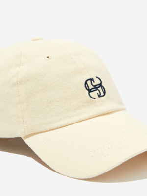 Monogram Cap Ecru/Navy Stitch