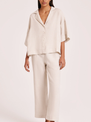 Lounge Linen Crop Pant - Natural