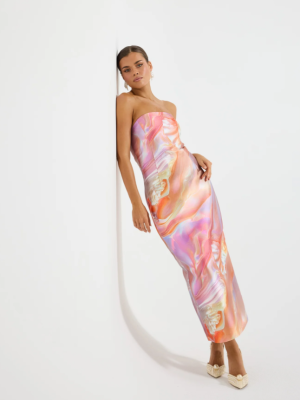 Siren Strapless Midi Pearl