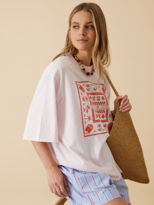 Liv Overszized Tee Sunfaded Tint Island Scarf Print