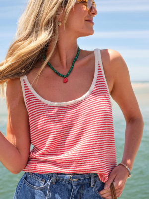 Fia Stripe Knit Tank Fiery Red Ecru Stripe