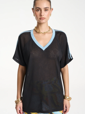 V Neck Jersey BlackBlue