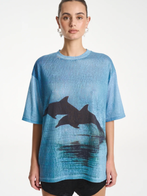 Double Dolphin Tee Blue