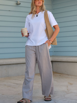 The Lounge Pant Wine Choc Blue Check