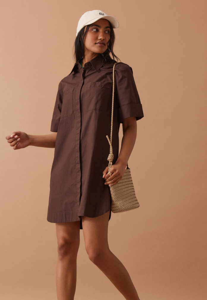 Sara Mini Shirt Dress Chocolate