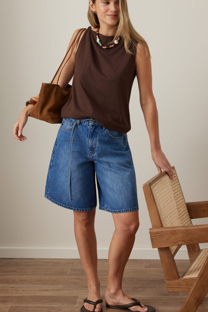 Tahlia Twist Strap Tank Chocolate