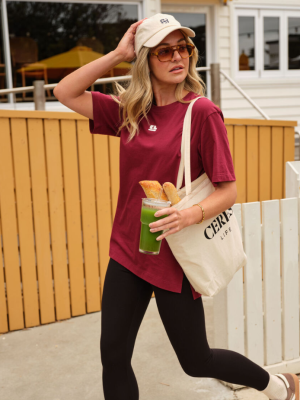 Lola Longline Step Hem Tee Burgundy
