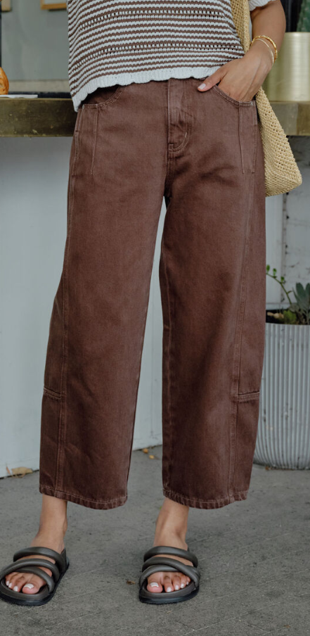 Darted Barrel Jean - Chocolate