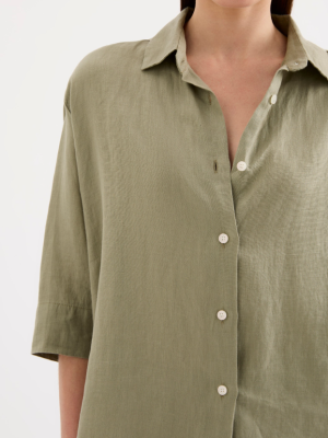 Lounge Linen Longline Shirt Kalamara