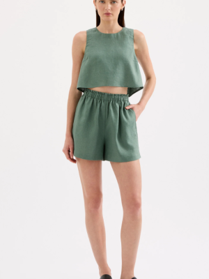 Theo Linen Short Emerald