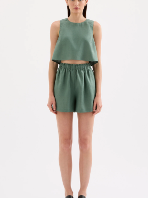 Sian Linen Top Emerald