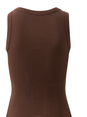 Zoe Contour Rib Scoop Tank - Chocolate