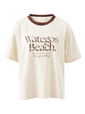 Stevie Slouchy Tee Buff Wategos Beach