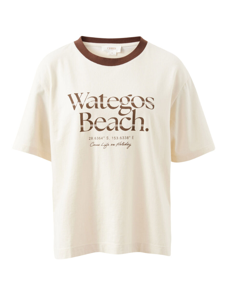 Stevie Slouchy Tee Buff Wategos Beach