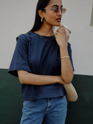 Rainey Pleat Sleeve Tee True Navy