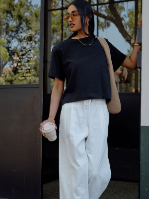 Boxy Shoulder Tee Black