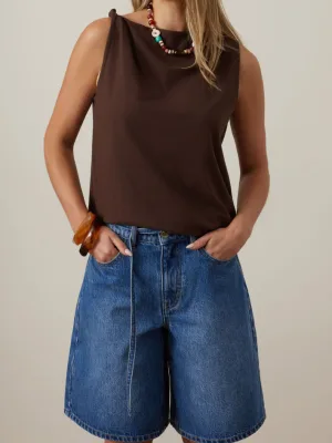 Olive Belted Short Fresh Indigo