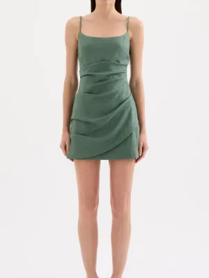 Rani Linen Mini Dress Emerald