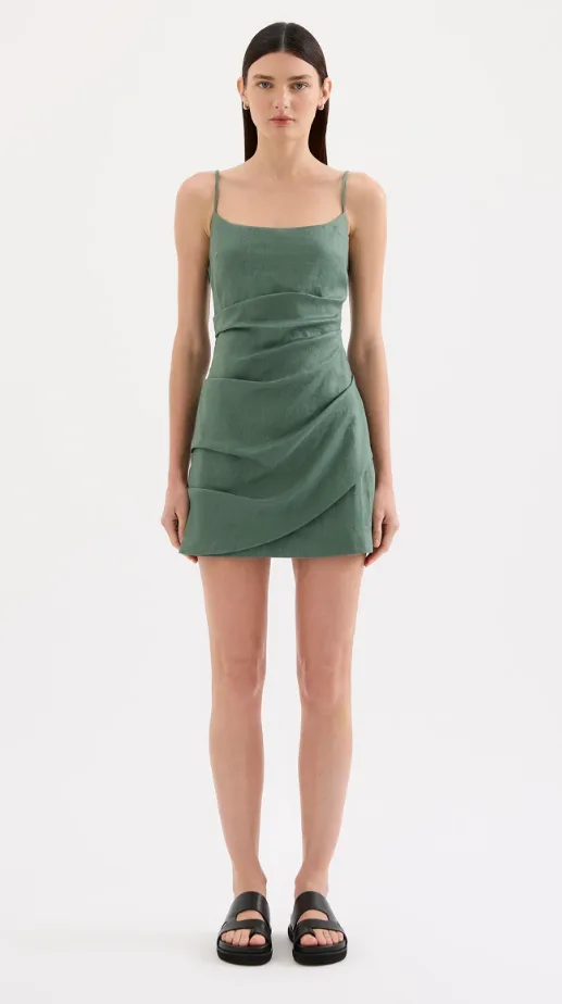Rani Linen Mini Dress Emerald