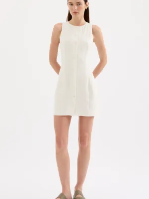 Mazi Linen Mini Dress White