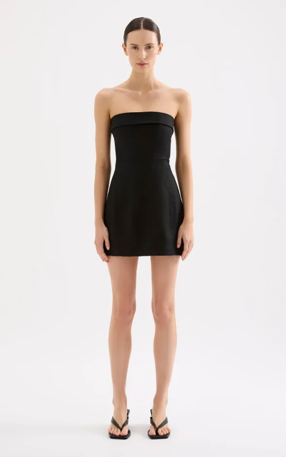 Lyra Linen Dress Black