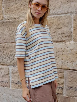 Stevie Slouchy Tee New Butter Brunette Stripe