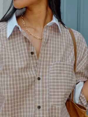 Peta Oversized Shirt Toffee Check