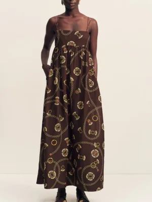 Vacanza Square Neck Maxi Dress Medallion Stamp