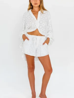 Mia Short Broderie Anglaise White