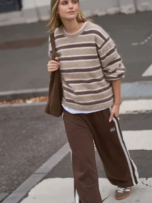 Bonnie Lofty Knit Oat Marle Stripe