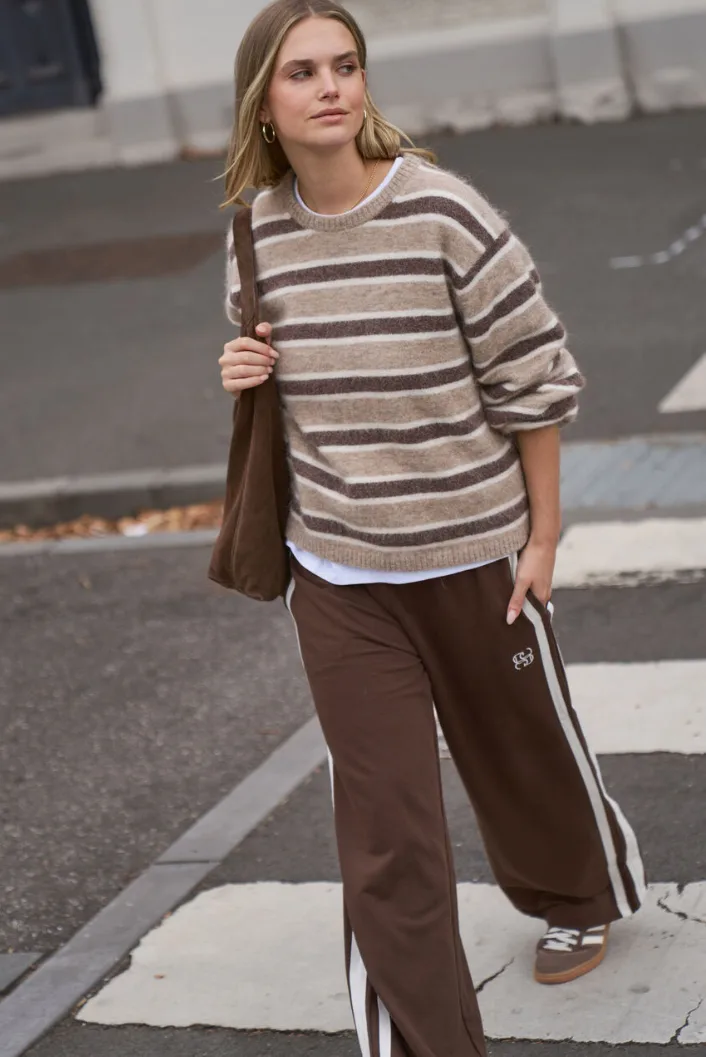 Bonnie Lofty Knit Oat Marle Stripe